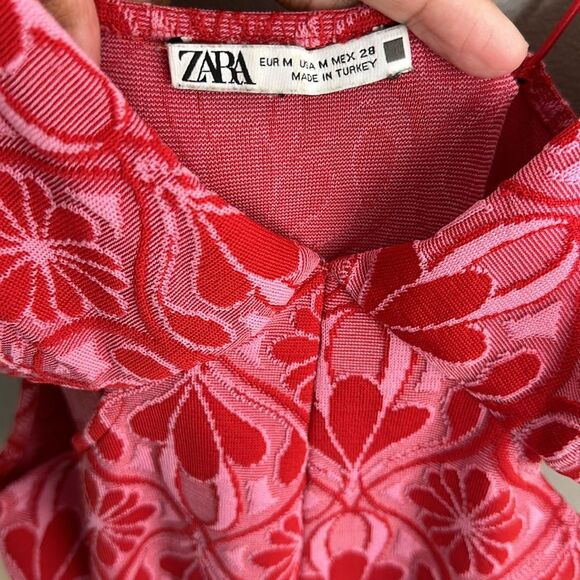 ZARA CUT OUT JACQUARD KNIT JUMPSUIT JACQUARD RED bloggers favorite size M - Picture 11 of 12